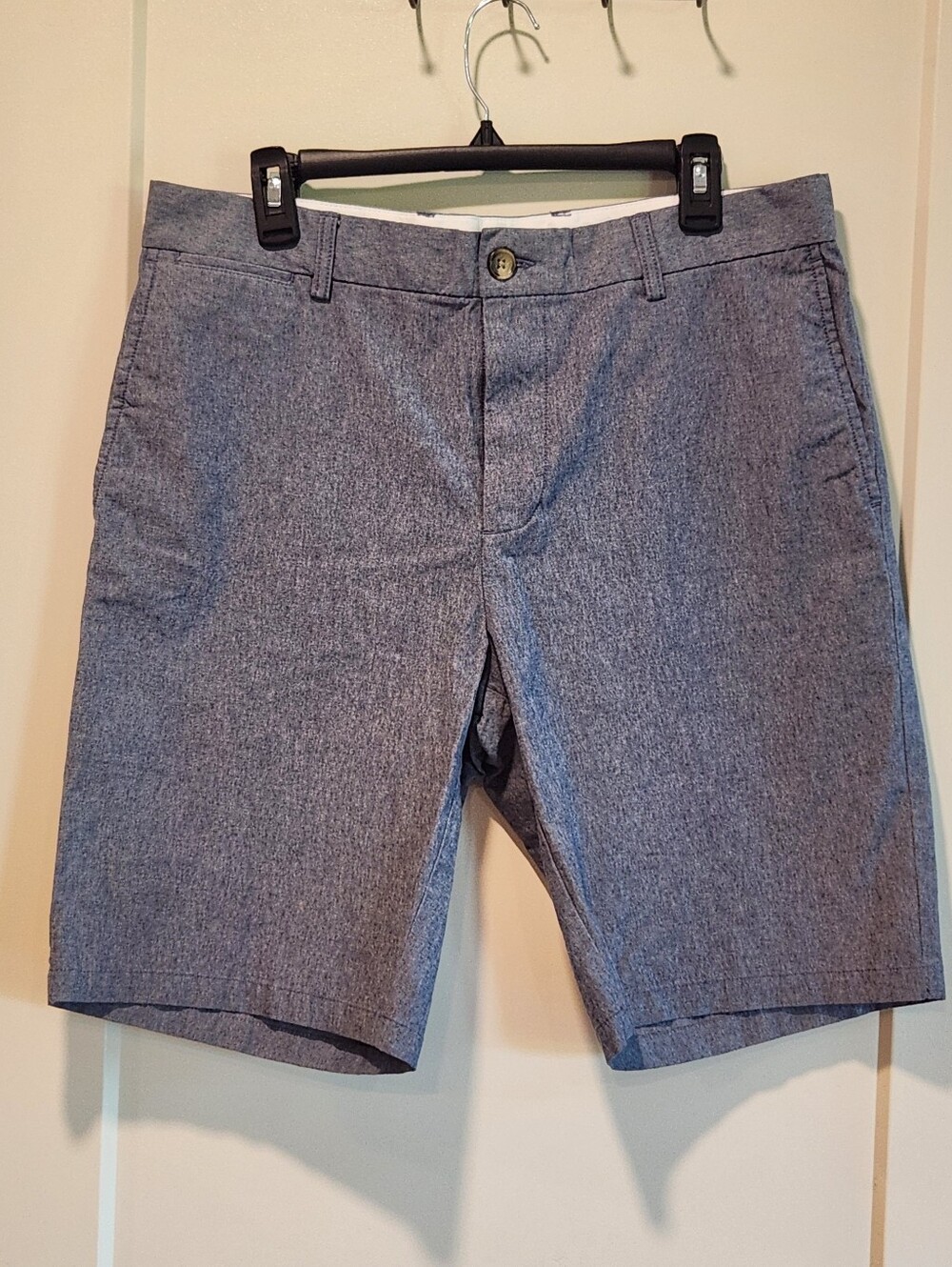Old Navy Heathered Blue Men’s Flat-Front Shorts Sizw 34 Ultimate Slim